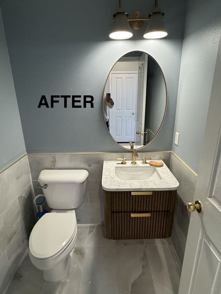 Powder room after remodel