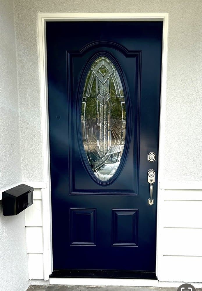 Front door painted navy