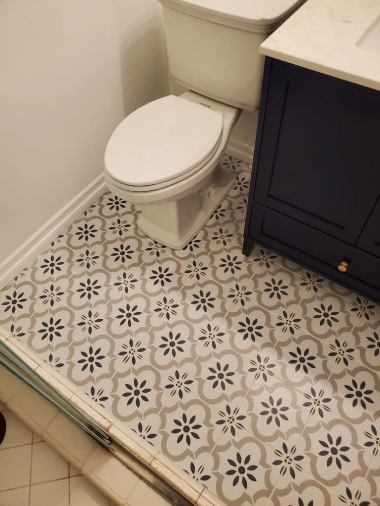 Bathroom tile and vanity, after